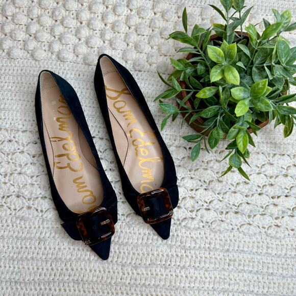 SAM EDELMAN Sonja Pointed Toe Ballet Flats Black Tortoiseshell Size 7 - Picture 2 of 12